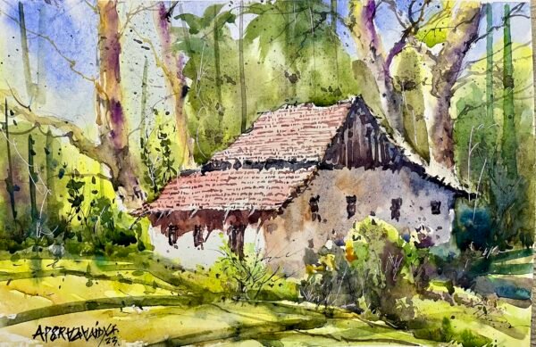 Apoorva Vaidya / Konkan House / Size 8 x 11 inches / Watercolour on paper