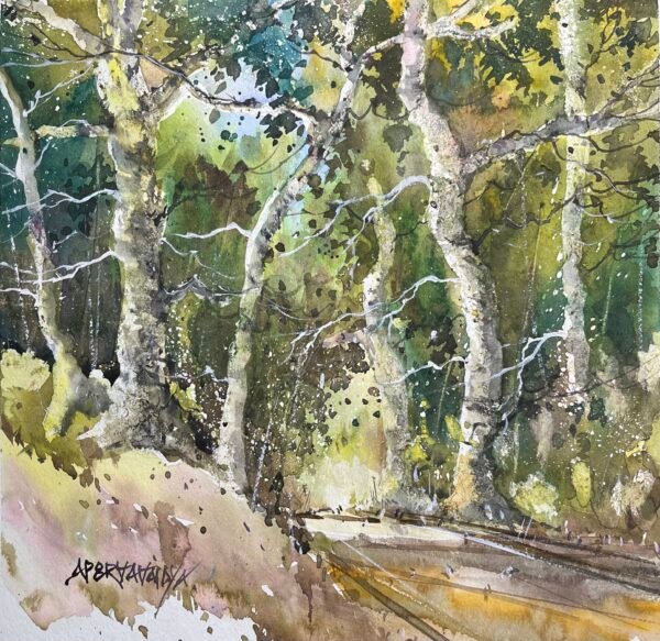 Apoorva Vaidya / Unknown Pathways 3 / Size 11 x 11 inches / Watercolor on paper
