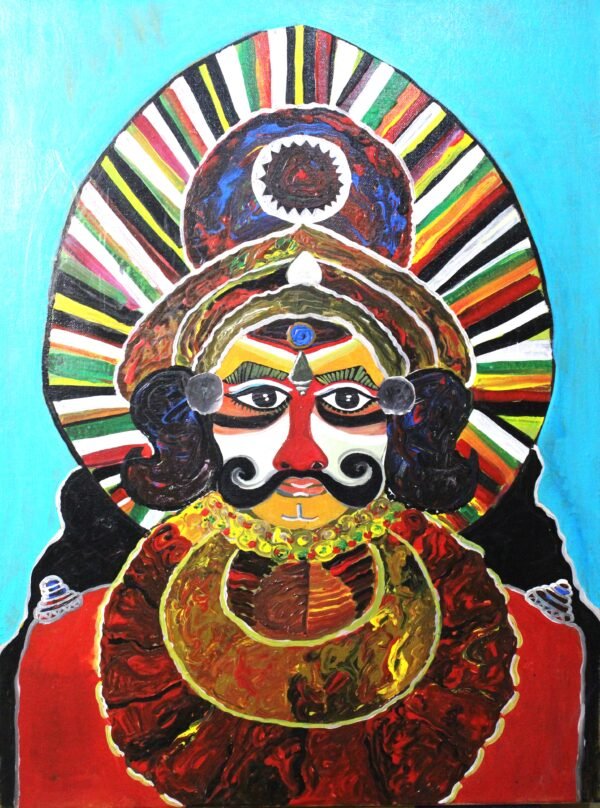 Madhusudhan Mahale / Yakshagana: The Theatrical Warrior / Size 15 * 23 Inch / Acrylic on Canvas