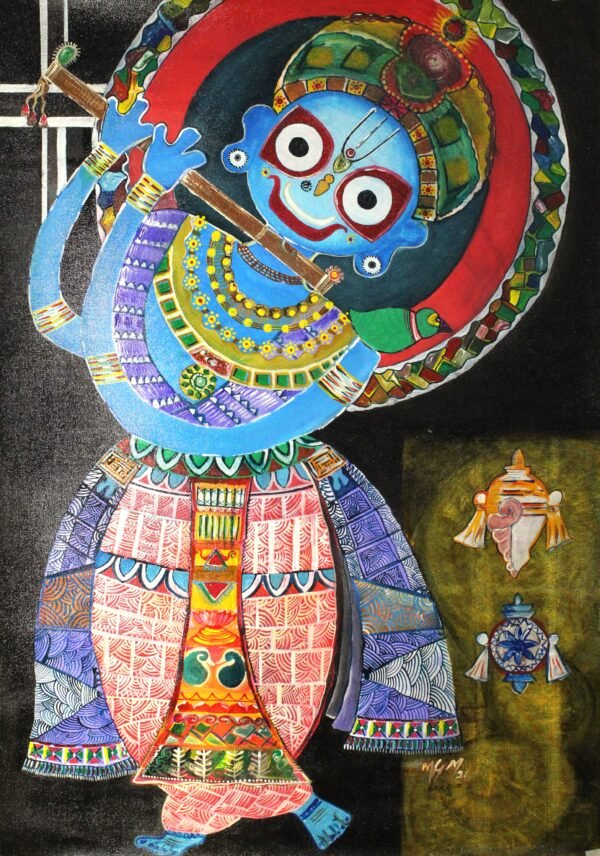 Madhusudhan Mahale / Divine Melody The Dance of Neel Madhav / Size 23*34 Inch  / Acrylic on Canvas