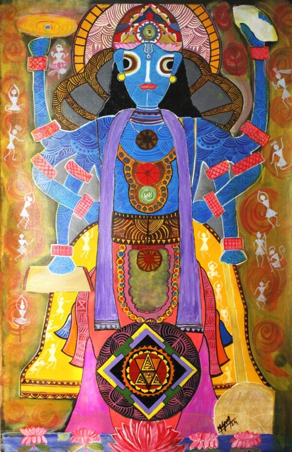 Madhusudhan Mahale / Vishnu: The Cosmic Preserver / Size 24*39 Inch  / Acrylic on Canvas