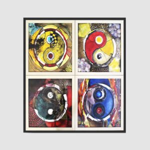 Madhusudhan Mahale / Ying Yang - The Equilibrium / Size 12*12 Inch 4 pieces  / Acrylic & Ink on Canvas