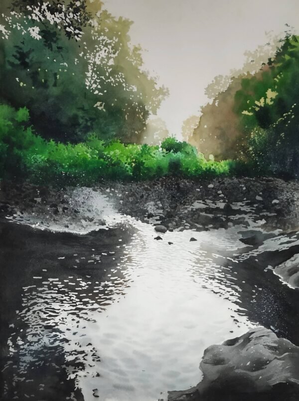 Vikas V. Patnekar / Water Shelter / Size 30x 22 inches / Watercolour on D’Arches Paper