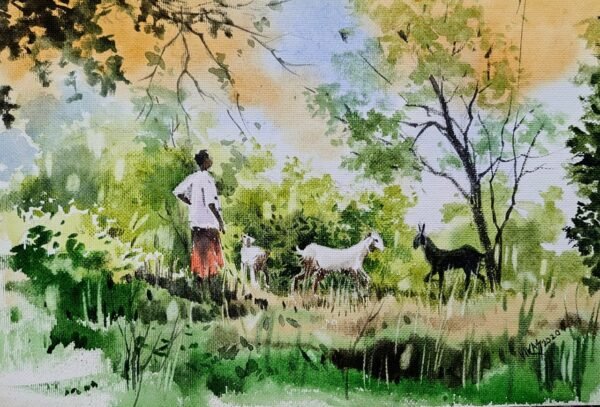 Vikas V. Patnekar / Waiting for the rains / Size 11 x 7.5 inches / Watercolour on D’Arches Paper